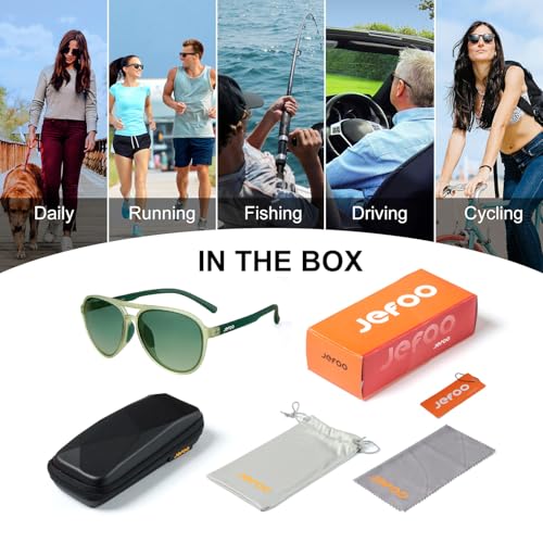 Image of Jefoo Polarized Aviator Sunglasses for Women Men Retro Trendy Sports Sunglasses for Outdoor UV400 Protection