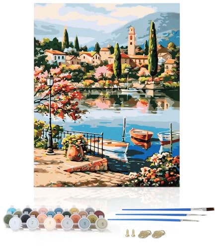 Ixydor Pintar por Numeros Adultos, DIY Pintura por Números, Kit de Pintura por Numeroscon Pinceles y Pigmento Acrílico, Manualidades Adultos para la Decoración del Hogar, 40 x 50 cm, Sin Marco