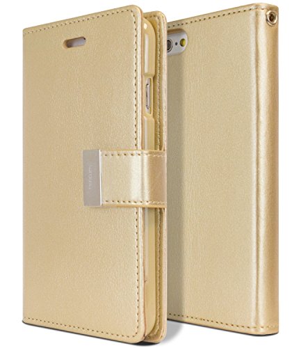 GOOSPERY Rich Wallet for Apple iPhone 6S Plus Case (2015) iPhone 6 Plus Case (2014) Extra Card Slots Leather Flip Cover - Gold