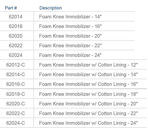 United Ortho 62020 Foam Knee Immobilizer, 20" #TOP1