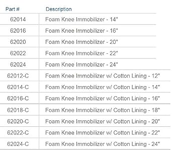 United Ortho 62016 Foam Knee Immobilizer, 16 Size, Black