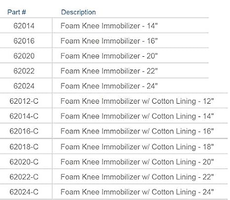 United Ortho 62016 Foam Knee Immobilizer, 16 Size, Black
