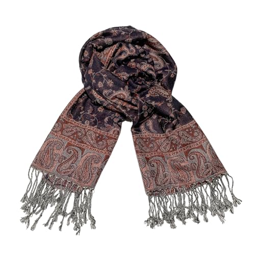 Image of Pashmina Scarf for Women Shawls and Wraps Reversible Paisley Vintage Jacquard Soft Silky Rave Scarves Men