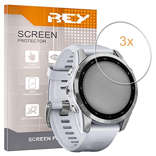 REY 3X Protector Pantalla para Garmin Fenix 7s 42mm - Garmin Fenix 7s Pro 42mm, Cristal Vidrio Templado Premium