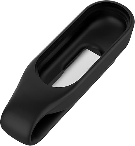 Miniatura 2 de MOTONG Compatible con Xiaomi MI Band 7 Clamp - Silicona + Funda protectora de acero Clip de abrazadera compatible con Xiaomi MI Band 7/6/5/4 (negro)