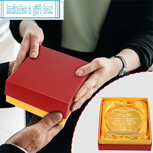 Retirement Gifts For Boss Women Men, Going Away Gift Farewell Gifts For Boss, Boss Goodbye Gifts, Award Plaque 4.5 * 4 Inch #TOP3