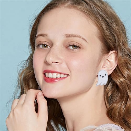 coadipress 3 Pairs Halloween Stud Earrings Set for Women Cute 925 Sterling Silver Spooky Halloween Ghost Black Cat Jack Pumpkin Holiday Earrings Jewelry Gifts3