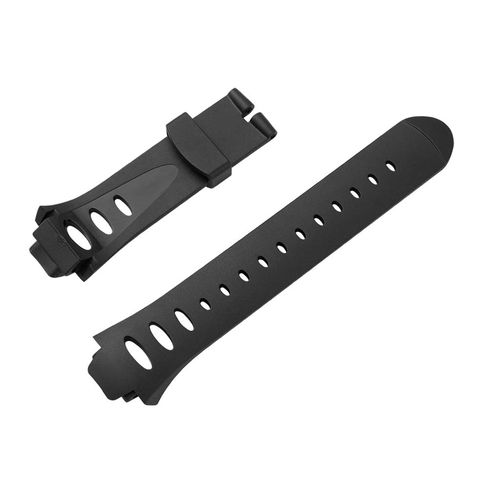 Bracelet de montre compatible avec Suunto Observer Tt St Sr G6 X6HRM - Bracelet de montre de rechange classique en caoutchouc souple - Boucle noir/argenté