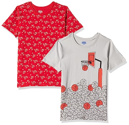 Image of Amazon Brand - Jam & Honey Boys 100% Cotton Printed Half Sleeves T-Shirt | Age 2-12 Years