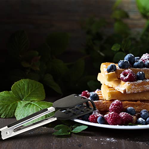 2 Pieces Mini Waffle Tongs Non Scratch Tongs 8 Inches Serving Spatula Tongs With Non Slip Smooth Stainless Steel Handles Heat Resistant Nylon Heads Non Scratch And Dishwasher Safe For Cooking #TOP6