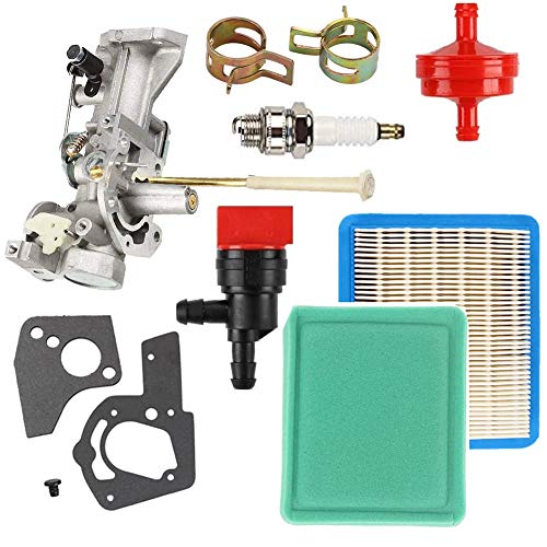 Carkio Carburetor Air Pre Filter Fuel Filter Spark Plug Shut Off Value Spark Plug Gasket Kit Replace for Briggs & Stratton 498298 692784 495951 492611 490533 495426 5hp Engines
