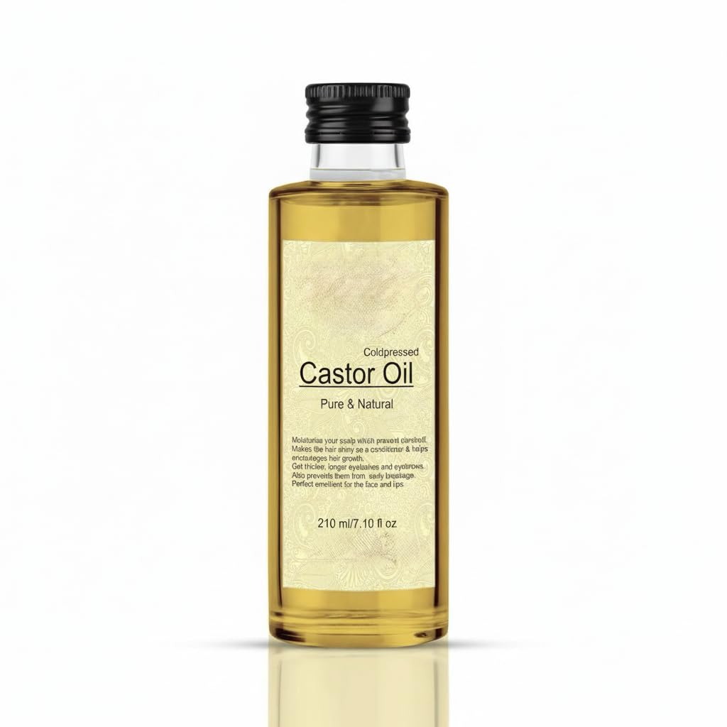 Castor Oil | Coldpressed & Hexane Free| Supports Stronger Hair| Hydrates Skin | Healthy Eyelashes Eyebrows, Lips & Nails -210 Ml | 7.10 Fl Oz (Pack of 1)