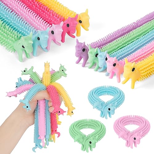 Ainiv 10Pz Unicornio Juguetes Antiestres, Cuerdas Elásticas para Aliviar el Estrés, Vistoso Stretchy String Fidget Toy, Juguetes Sensoriales para Halloween y Navidad para Niños con Tdah, Toc O Autismo