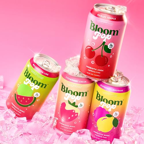 Image of Bloom Pop Prebiotic Soda 12 Pack, Variety Pack, 12oz Cans | Soda for Gut Health, Low Calorie, No Caffeine, Healthy Soft Drink Alternative