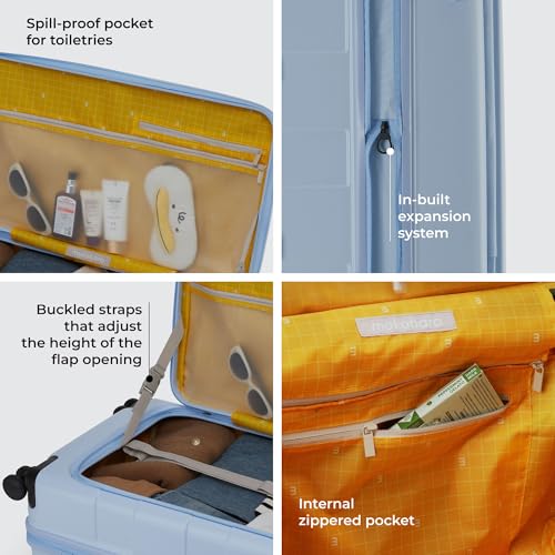 Image of MOKOBARA The Em Access Trunk Large Luggage | Expandable Polycarbonate 8 Wheel Trolly Hardsided Suitcase with Built in TSA Lock Travel Suitcase (Shy Blue)