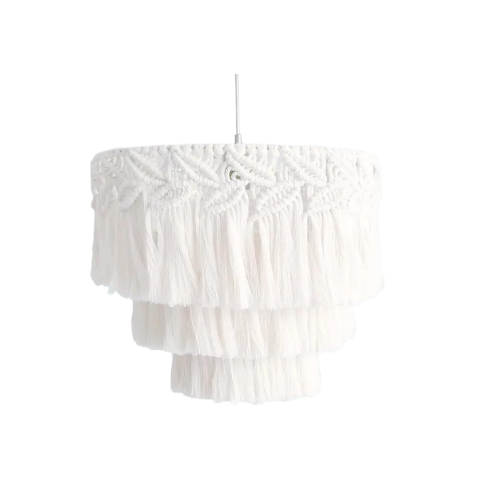 Eezii Grey Handwoven Woven Tapestry Lampshade Exquisite Classic Macrame Tassel Lamp Shade Creative Vintage Hanging Light Cover Living Room