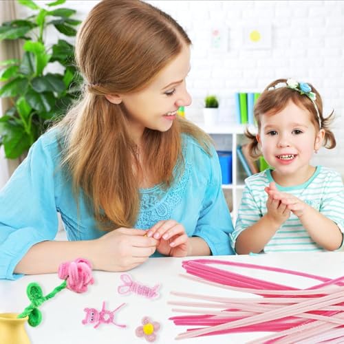 Image of Just Flowers Pipe Cleaner for Craft Flower, 3 Shades of Pipe Cleaners Stem 12 Inch Long Fuzzy Sticks, Chenille Stem for Flower Making Craft (Pink Shades, 100 Pc)