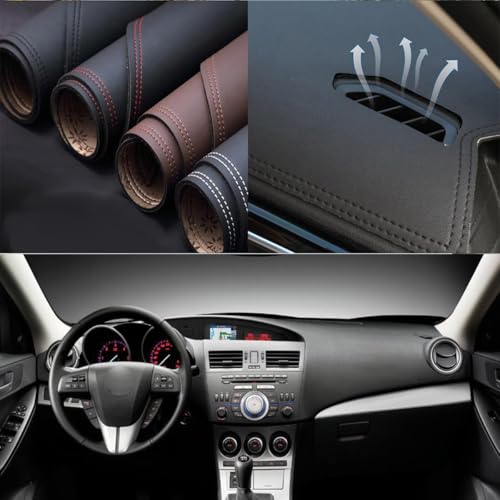 Momoap Black Leather Car Dash Mat Dashboard Cover Dashmat Interior Pad for Mazda 3 2010-2013