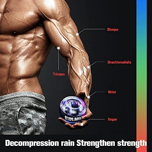 keskriva Gyro Ball, Strengthening Device, Hand Enhancer, Forearm Exerciser, Used to Strengthen Arms, Fingers, Bones and Muscles Auto-Start Power Trainer for Stronger Arm Muscle with 3