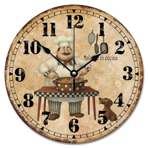 Reloj de pared redondo de madera silencioso 10 pulg miniatura 1