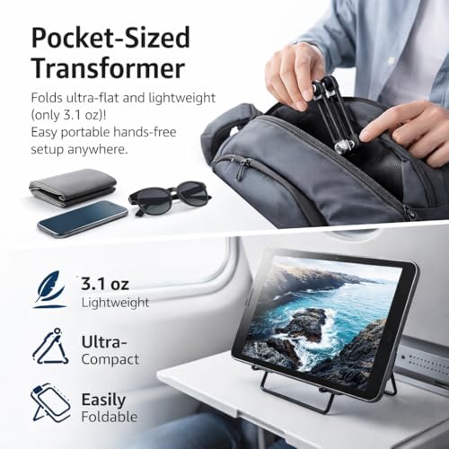 Image of Mizi Adjustable Tablet Stand Holder - Foldable Non-Slip Desk Cradle for 9-12.9 inch Tablets, iPad, Samsung Galaxy Tab, Kindle Fire & More - Multi-Angle Display Stand for Tablets, Photos & Frames - Black