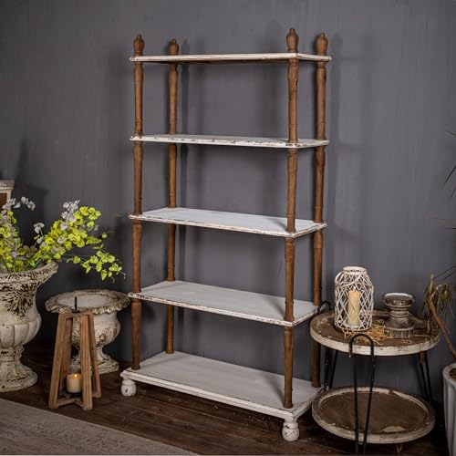 SOFE-Farmhouse-Bookcase-Shelf-Wood-Book-Shelf-74-Inch-Tall-5-Tier-Distressed-White-Shelving-Units-and-Storage-Free-Standing-Shelves-for-Storage-Living-Room-Study-Room-Kitchen SOFE Farmhouse Bookcase Shelf Wood Book Shelf 74 Inch Tall 5 Tier Distressed White Shelving Units and Storage Free Standing Shelves for Storage Living Room Study Room Kitchen