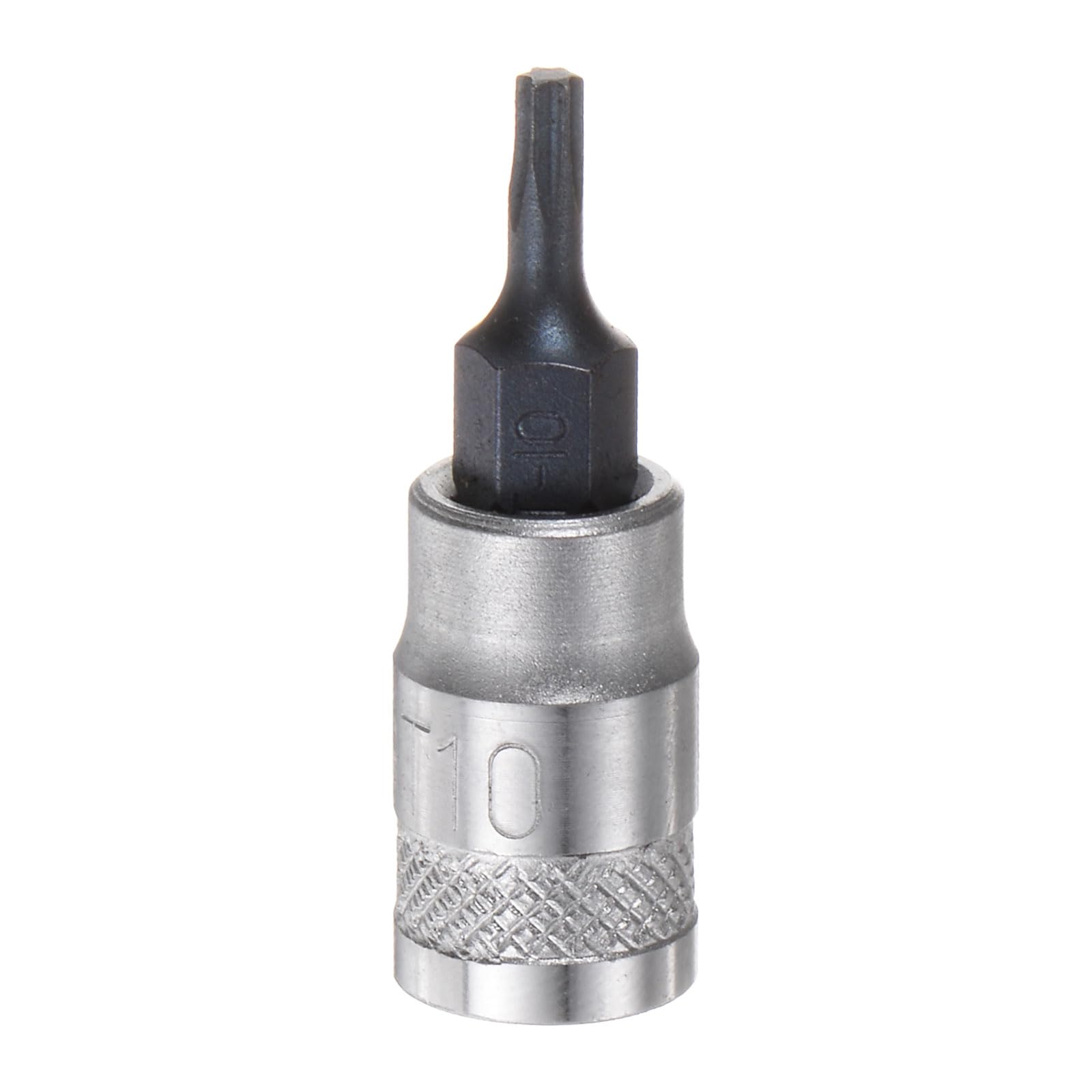 HARFINGTON Torx Bit Socket T10 Solid Star 1/4" Drive 1.46" Length S2 Steel Bit CR-V Socket for Ratchet Wrench, Slide Bar, Extension Rod