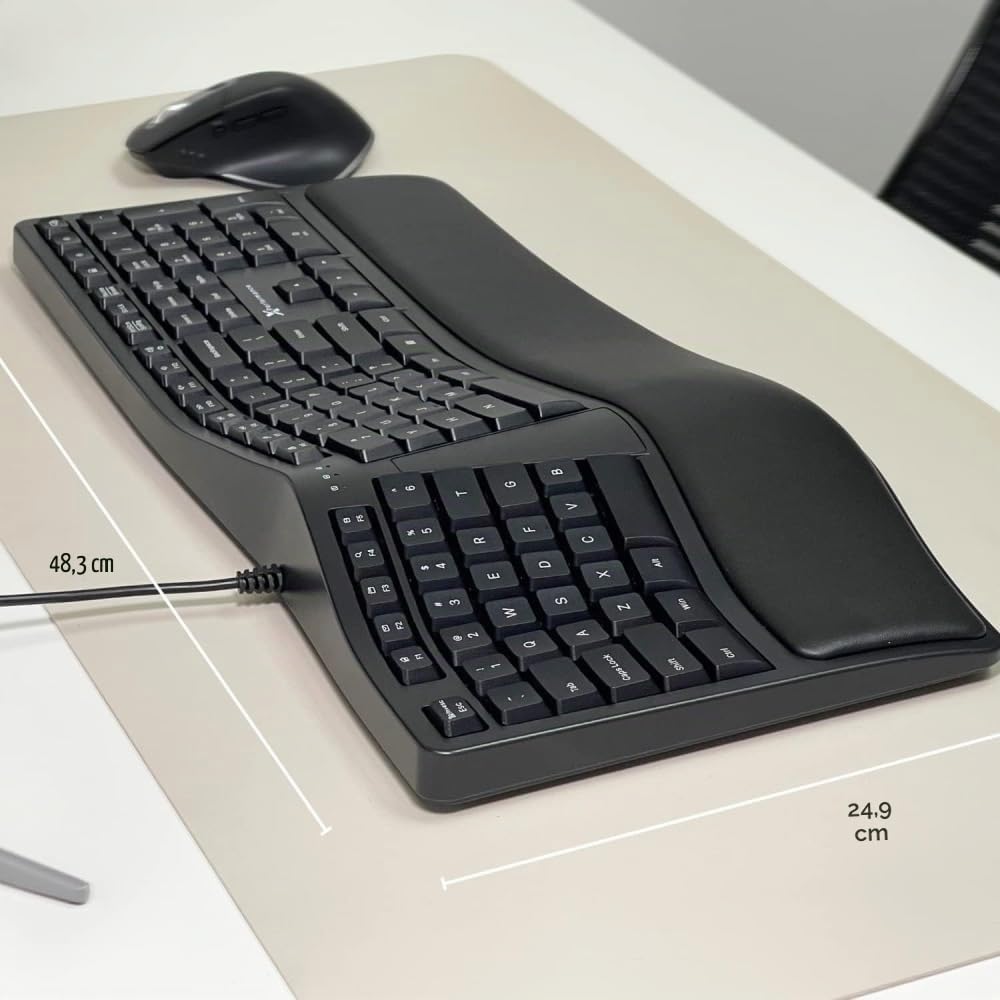 Tastiera ergonomica con poggiapolsi imbottito Tastiera USB cablata Tastiera per ufficio portatile Tastiera ergonomica Microsoft