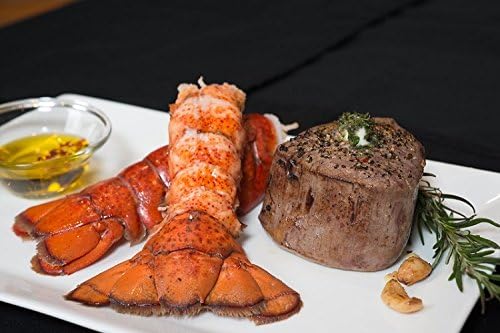 Steak and Lobster Dinner Kit - Indulge in this Surf and Turf Delight! –- Includes 2 (8oz) Top Sirloins & 2 (6oz) Cold Water Lobster Tails – Wet Aged Steak and Fresh Seafood PSCS01 2PK Tops