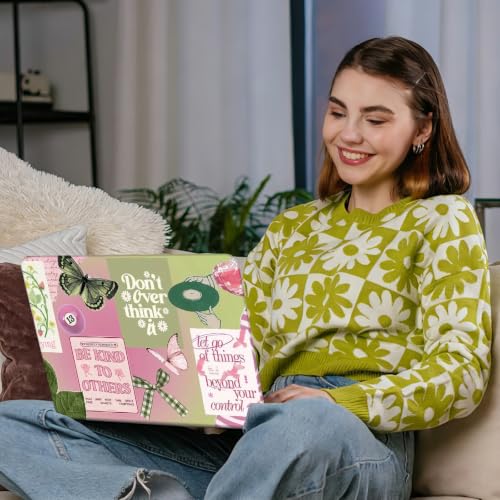 Image of B BELK for MacBook Air 15 inch Case 2026 2025 2024 2023 M5 M4 M3 M2 | Protective Printed Laptop Hard Shell Case with Keyboard Cover & Screen Protector, Green Pink Aesthetic Butterfly Collage