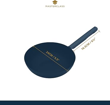 MasterClass Professional Non-Stick Carbon Steel Induction-Safe Wok, 24 cm (9.5