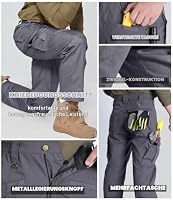 SPOSULEI Cargohose Herren Leichte Outdoor Wanderhose Arbeitshosen Männer Ripstop Taktische Hose Sommer mit Multi Taschen Dunkelgrau 30Wx32L – Ansicht 5