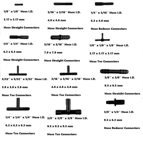 113 Pieces Vacuum Connector Assortment,Automotive Vacuum Tubing Hose Connector,Black Nylon Vacuum Connector Kit (113Pcs) #TOP1