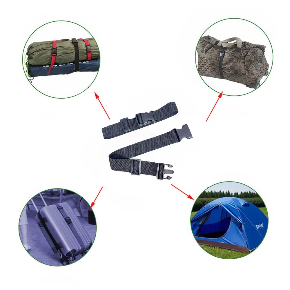 Aniyan 4 Stück gurtband mit Schnalle,kofferbänder mit Verstellbare Schnallen, für Fahrrad, Motorrad, Gepäckpakete, Camping (2M- 50mm)