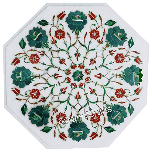 Colorful Stones Floral Pattern Bed Side Table Top White Marble Coffee Colorful Stones Floral Pattern Bed Side Table Top White Marble Coffee