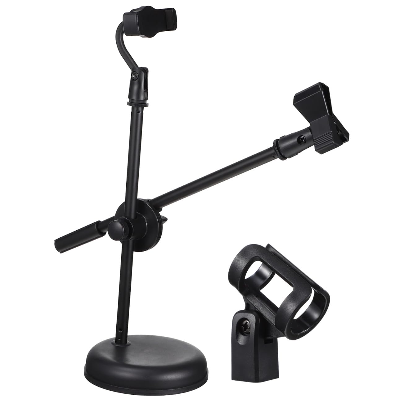 Mikrofonständer und Abnehmbarem Design Desktop Verstellbarer aus Kunststoff mit Handyhalterung für Home Recording und Broadcasting