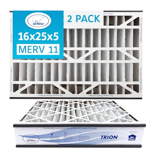 Air Bear 16x25x5 Air Filter MERV 11 (2-Pack) Pleated HVAC Air Filter Replacement (Actual Size: 15.50 x 24.25 x 4.9 Inches) Compatible with part no: 259112-105