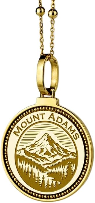 Mount Adams Engraved Pendant Necklace - 14K Gold Plated 925 Sterling Silver Round Medallion With 18 Inch Cable Chain. 28mm Pendant for Men & Women |JA_PENK_2712 image 4