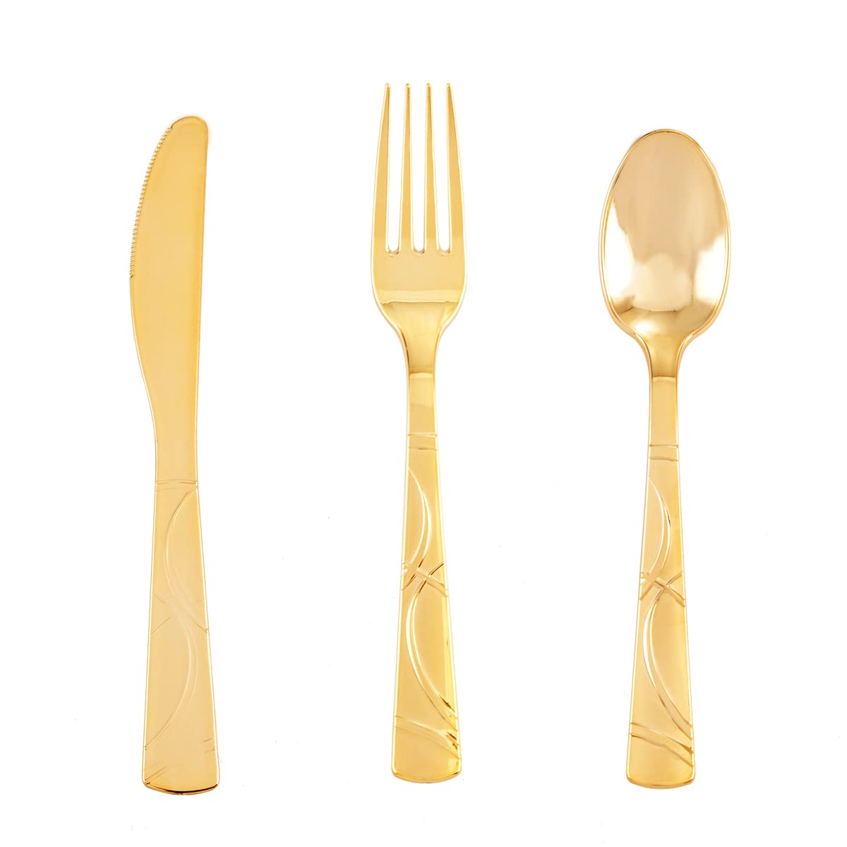 180pcs Gold Plastic Silverware, Disposable Silverware Set, Plastic Gold Cutlery for Party Plastic Flatware Include:60 Gold Forks, 60 Gold Knives and 60 Gold Spoons