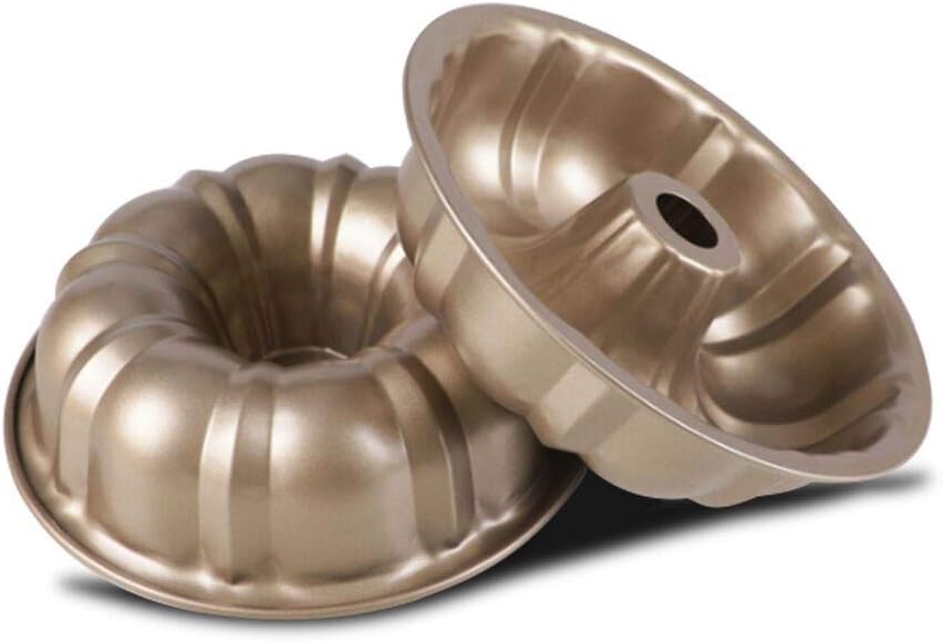 KiNeX 2PCS Fluted Ring NonStick Cake Tin Cake Pan with Swirl Engraving