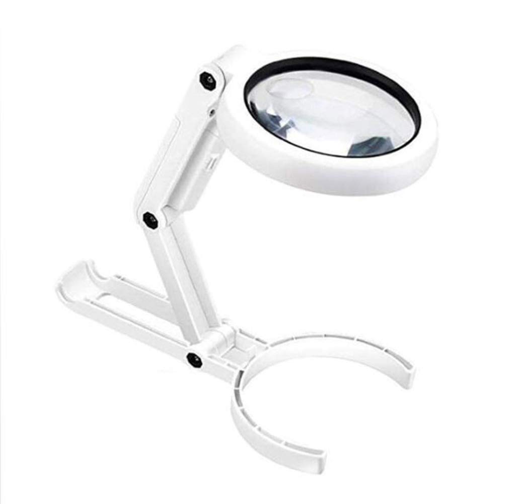 asdchZen 5X Handheld Magnifier Illuminated Desktop Magnifying Glasses With 8 Led Lights & Foldable Handle For Seniors And Children,For Reading,Education,Hobbies