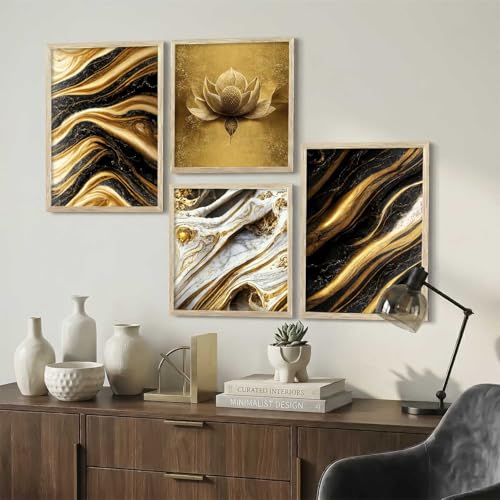 Image of kotart Aesthetic Modern Wall Decor Paintings with Frame for Home Decoration - Painting for Living Room Bedroom - Painting for Wall Decoration Set of 4 (Art 3, Big (13x17 or 13x13 inch))