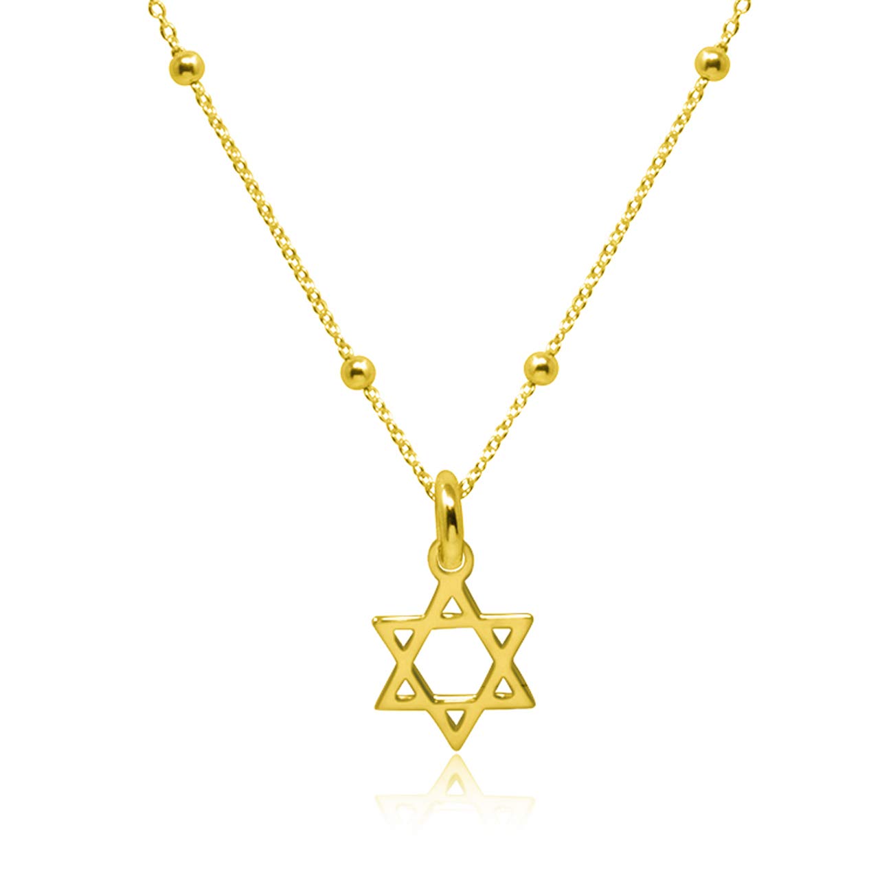 WANDA PLATA Collar con Colgante Estrella de David para Mujer Plata de Ley 925 con Baño de Oro, Gargantilla Dorada Choker, Mini Estrella en Caja de Regalo