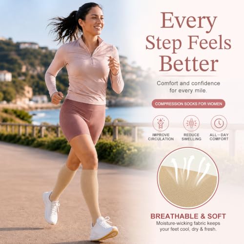 Image of Laite Hebe 4 Pairs-Compression Socks for Women&Men Circulation-Best Support for Nurses,Running,Athletic