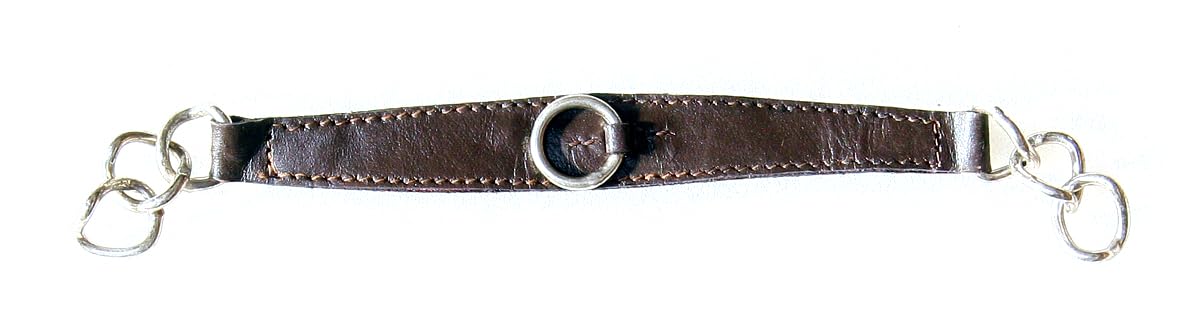 IV Horse Leather Curb Strap with Stainlees steel links. (Havana, Large)