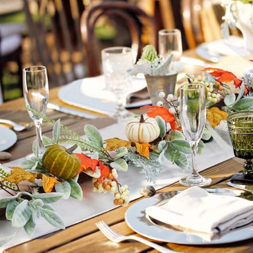 GarveeHome Fall Garland for Mantel, 6 ft Autumn Pumpkin Garland with Maple Leaves for Table Centerpiece Fall Thanksgiving Decorations Indoor Outdoor Fireplace Home Decor - image 2