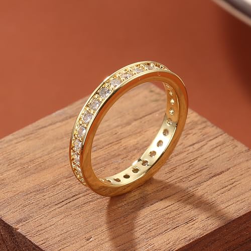 14K Gold Plated cubic zirconia Simulated Diamond Stackable Eternity Rings2