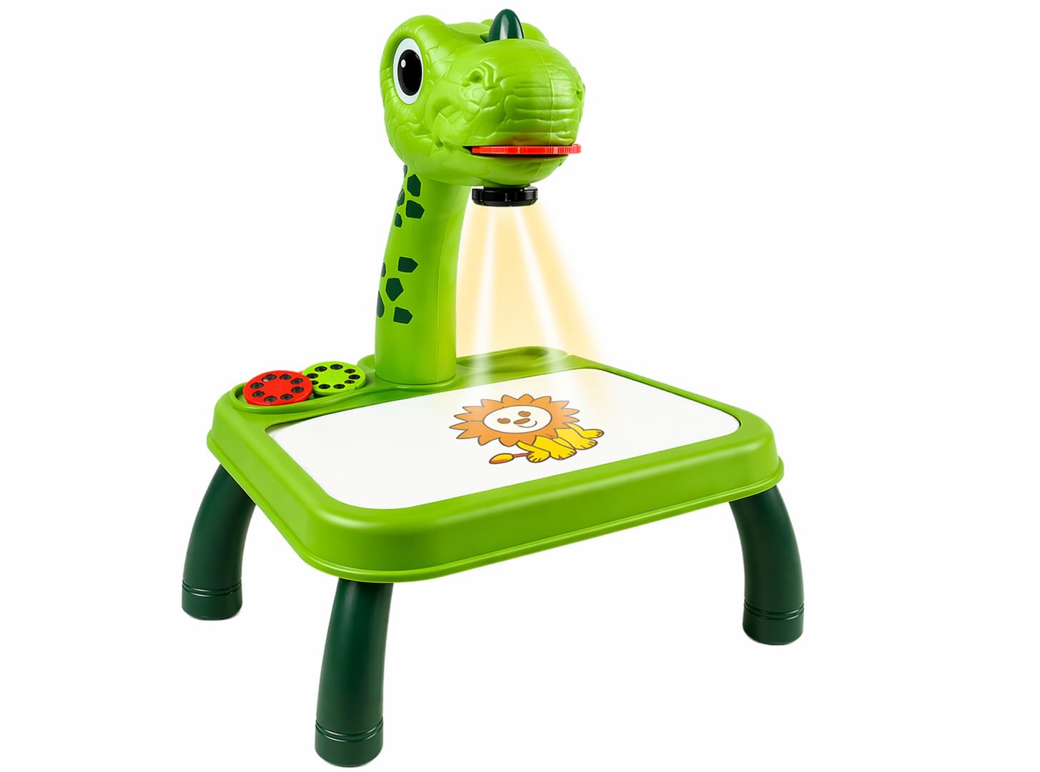 Kids Dinosaur Drawing Projector Painting Table Toy with Light, Easy Trace & Draw Art Set, Educational Creative Learning Toy for Boys & Girls Age 3+ (Green)