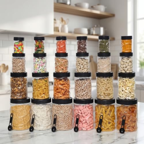 Image of Durable 24-Piece Airtight Kitchen Storage Containers - Clear Plastic Set with Free Spoons in Various Sizes (1200ml, 650ml, 350ml, 250ml) Pack Of, Clear (Pack Of 24)