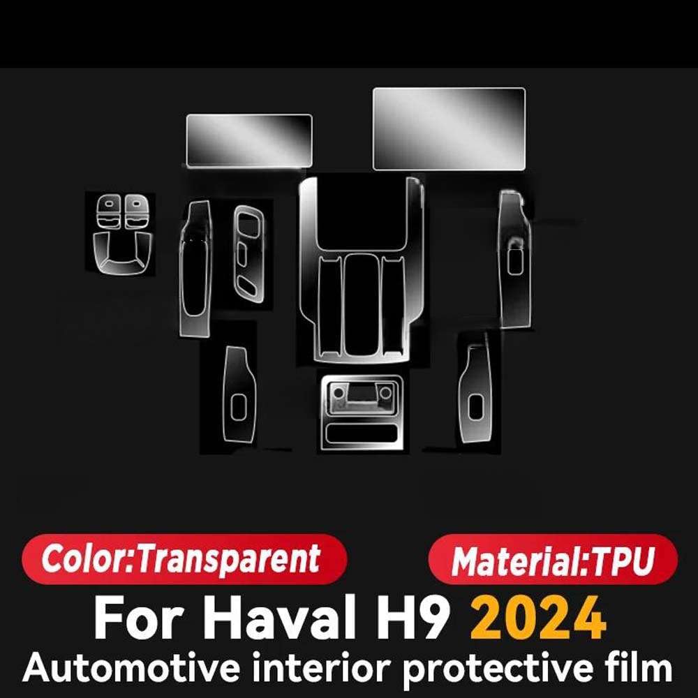 Pellicola Protettiva Trasparente per Pannelli Interni Auto, per Haval H9 2024 2025, Accessori AntiGraffio